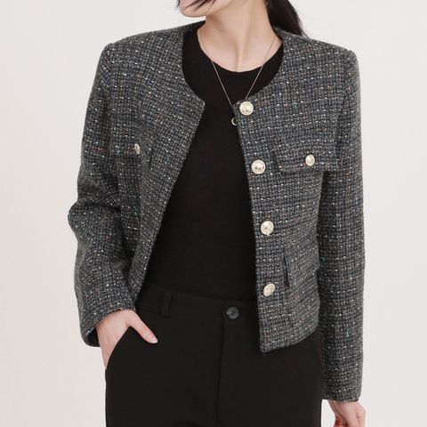 [르베리나] 트위드 금장버튼 자켓