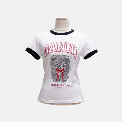 (가니) 리본 키튼 크롭 티셔츠(A1050030)