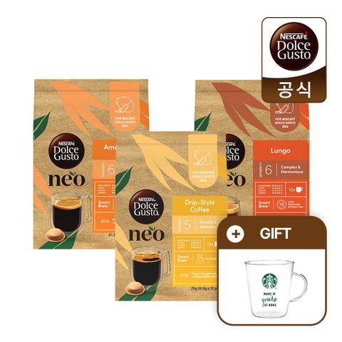 네오 네스카페 돌체구스토 캡슐커피 12캡슐 4+4박스 골라담기+스타벅스 글라스 머그 370ml 증정