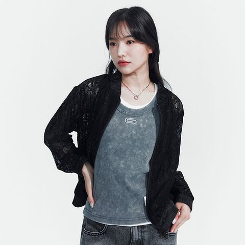 [런칭가 12만9천원] 피플오브더월드 시어 레이스 블루종 자켓