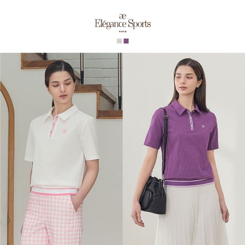 [Elegance Sports] 엘레강스스포츠 26SS 여성 매쉬 시어서커 카라 티셔츠 2종