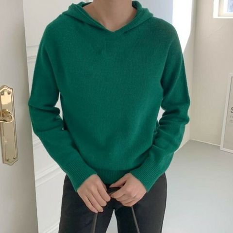 [하프클럽/다잇템]여자 울 홀가 캐쥬얼 캐시미어블렌드 후디 니트