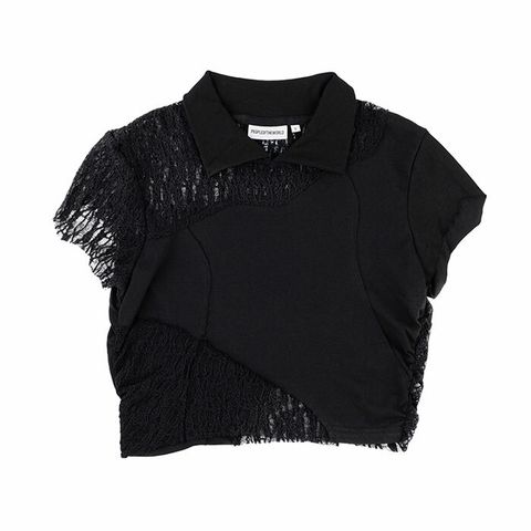 [피플오브더월드] 사이드셔링 코튼레이스 크롭티