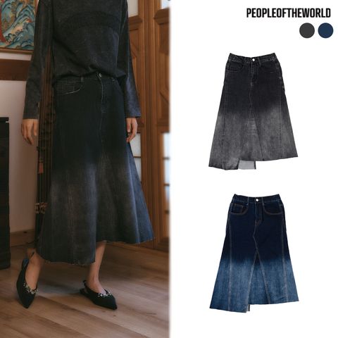 [피플오브더월드] 딥다잉 스트레치 데님 스커트