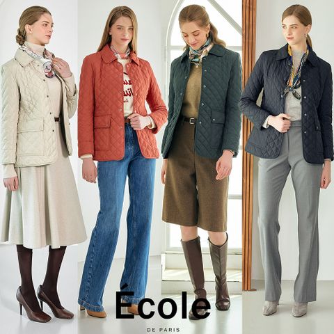 [Ecole de Paris] 에꼴드파리 25FW 다이아몬드 퀼팅 자켓 2종 (자켓+스카프)