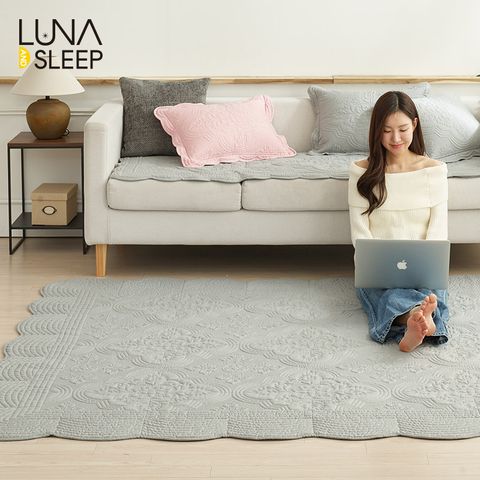 [루나앤슬립] 목화솜 자수퀼팅 통워싱 카페트 1세트 (대형)