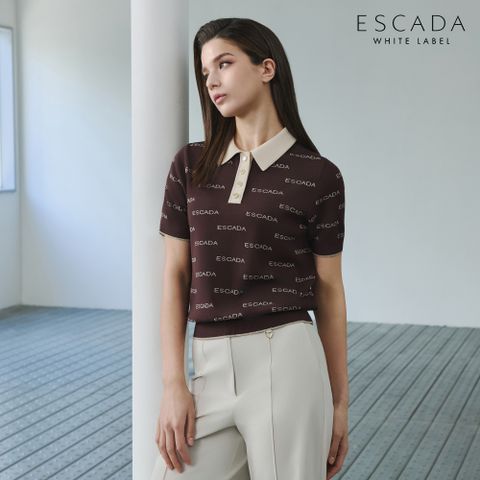 [ESCADA] 에스까다 여성 로고 자카드 카라 니트