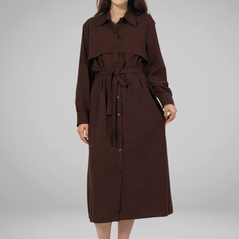 [르베리나] 허리 스트랩 셔츠 롱 원피스