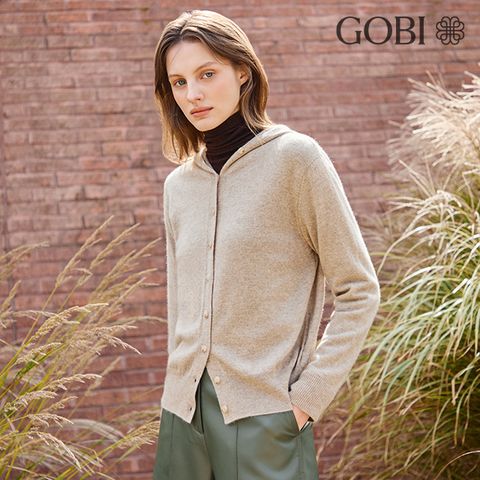 고비(GOBI) 캐시미어100 버튼업 후드 가디건