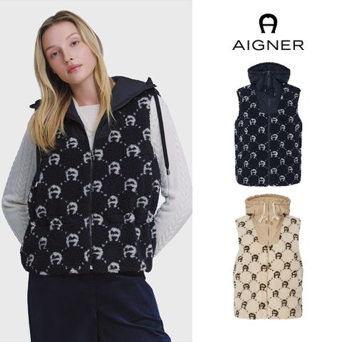 아이그너 26FW 플리스 심볼 후드 베스트
