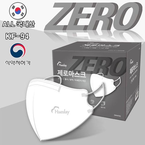 코튼데이 휴데이 새부리형 KF94 제로 마스크 흰색 50매 (대형/중형/소형)