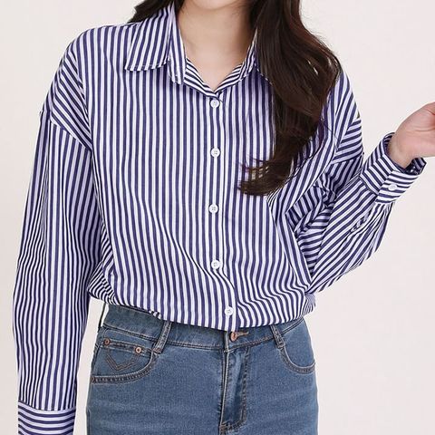 [르베리나] 바이론 빅사이즈 스트라이프 카라 셔츠