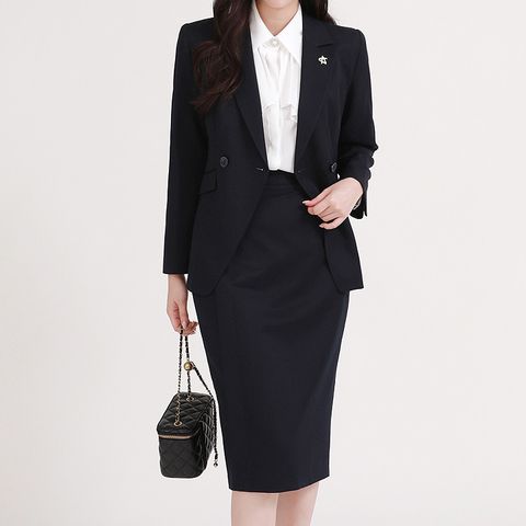 [르베리나] [∼88까지][자켓+스커트set] 히카 스트림 뱃지 여성 정장 셋업