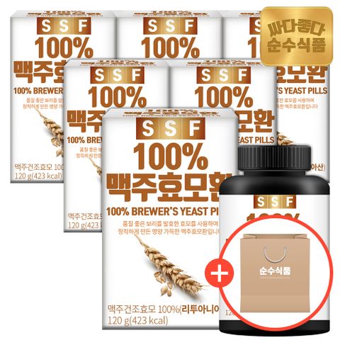 [*봄맞이* 순수식품 건강식품 결제단10%쿠폰 지원](쇼핑백증정) 순수식품 맥주효모환 6병 / 건조 맥주효모 100% 베타글루칸