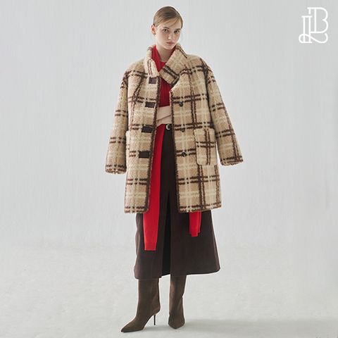 [방송에서만 10만원 세일] 리오벨 26 FW 호주산 양모 100% 체크 양모 코트