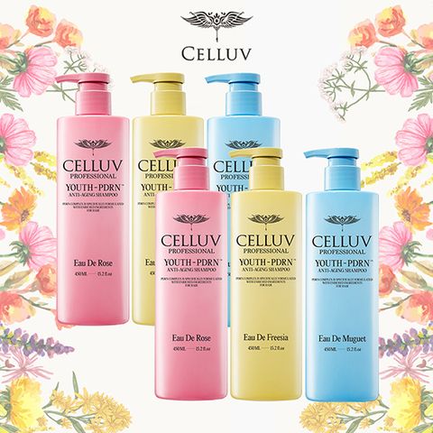 [CELLUV] 셀럽 YOUTH PDRN 샴푸 450ml 6통 구성(로즈 2 + 프리지아 2 + 뮤게 2)