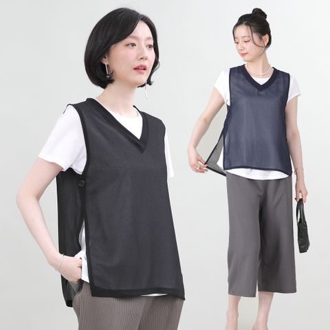 [애비뉴투지] 국내산 쉬폰 뱃살커버 조끼