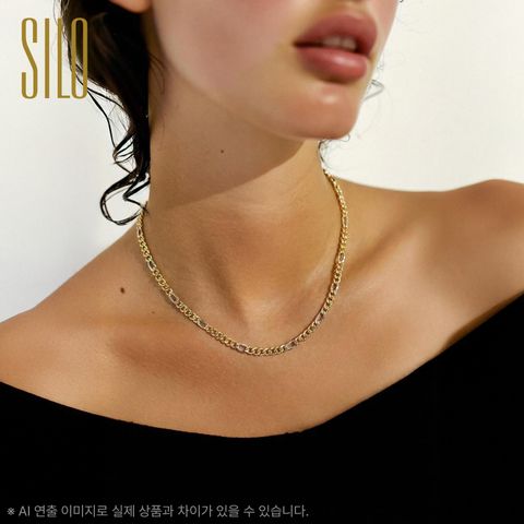 실로 18K 투톤 피가로 목걸이
