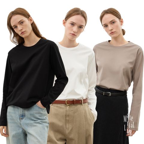 [런칭가 109000원] 머티리얼랩 이집트 GIZA코튼100 롱슬리브 티셔츠 3종 세트