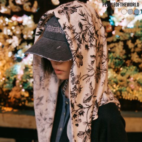 [PEOPLE OF THE WORLD] 퓨어 캐시미어 100 플로랄패턴 스카프