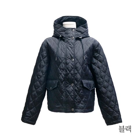 버버리 하이넥 후드 퀼팅재킷