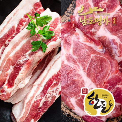 [남도명가] 1등급 한돈 삼겹살400g+생목살400g (총800g/구이용)