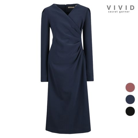 VIVID 여성 셔링장식 속기모 겨울 랩 원피스