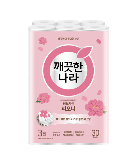 [깨끗한나라] 허브가든 피오니 프리미엄 화장지(30롤x1팩)