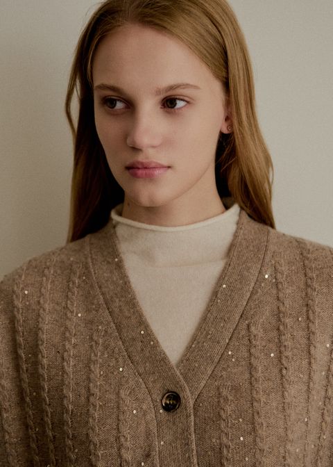 [우수고객전용][누캐시미어]FW 캐시미어100% 케이블 니트베스트