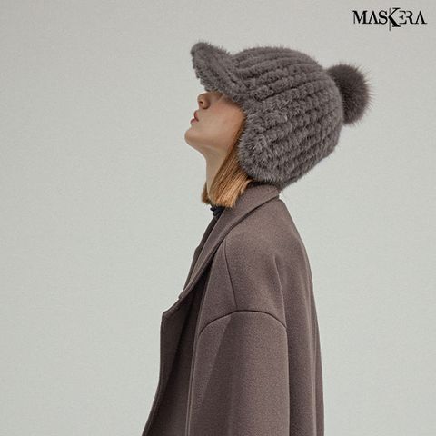 마스케라 비앙코(Bianco) 리얼 밍크 핸드메이드 니팅모자 1종