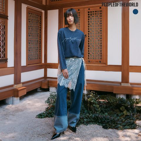 [PEOPLE OF PEOPLE] 피플오브더월드 턴업 데님배럴팬츠 (블루)