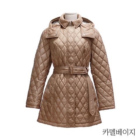 (버버리) 후드 벨티드 하프 퀼팅 재킷