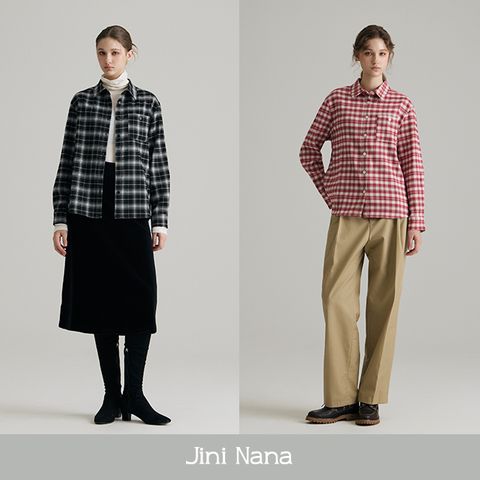 지니나나 선염 체크셔츠2종