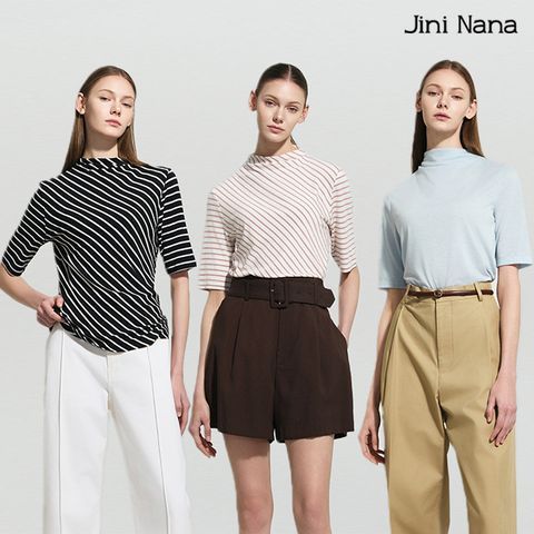 지니나나 비스코스 카울넥 티셔츠3종