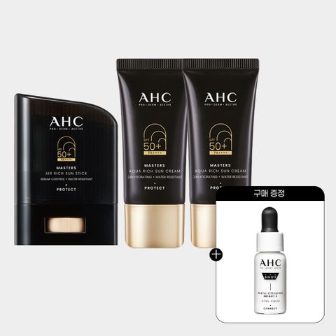 [AHC] 마스터즈 아쿠아리치 선크림 듀오세트+에어리치 선스틱 14g+(증정)세럼 5ml