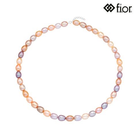 [피오르] [담수진주] [silver] 컬러 오벌 진주 목걸이 (8mm)