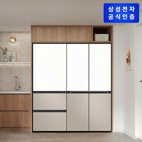 삼성 비스포크 AI 냉장고+김치냉장고 키친핏 [RM70F64R1ZG+RQ33DB74C1AP] (에센셜화이트+베이지)