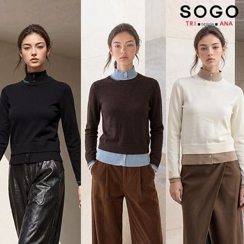 [백화점입점브랜드/상시가 129000원] SOGO트리아나 듀얼 카라 하이넥 니트