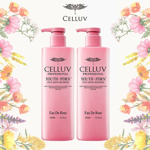 [CELLUV] 셀럽 YOUTH PDRN 샴푸 450ml 오 드 로즈 x 2통