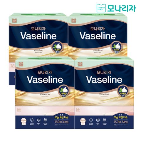 모나리자 프리미엄 바세린 로션 3겹 미용티슈 150매 3입 4개(총 12입)