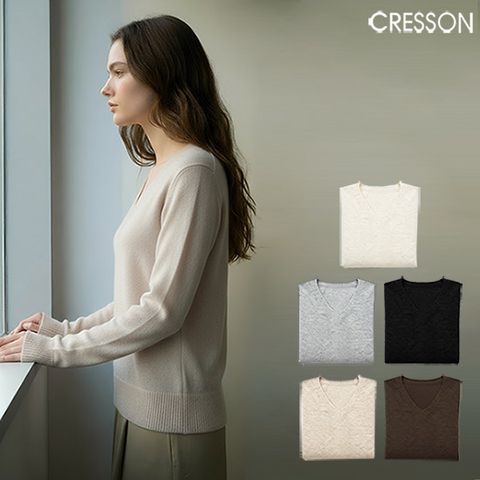 [크레송] 캐시미어 100 브이넥 풀오버