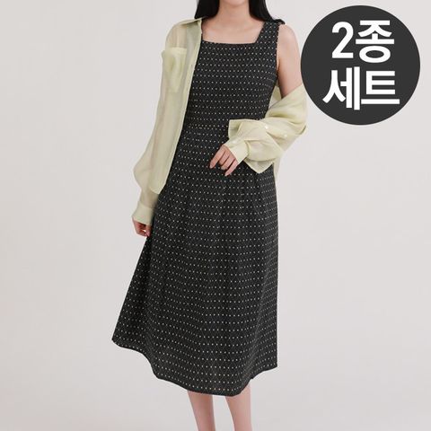 [르베리나] [∼77까지][셔츠+원피스set] 트템 플라워 민소매 원피스세트