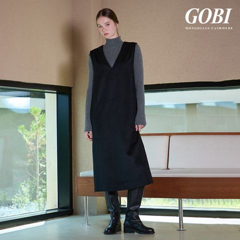 [런칭가 990000원]고비(GOBI) 캐시미어 100 우븐 헤리티지 원피스
