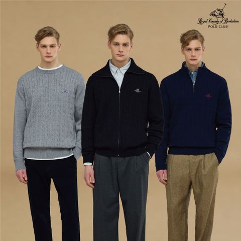 [RCB폴로클럽] 26FW 남성 케이블니트 3종(풀집업+반집업+라운드)(R633M)