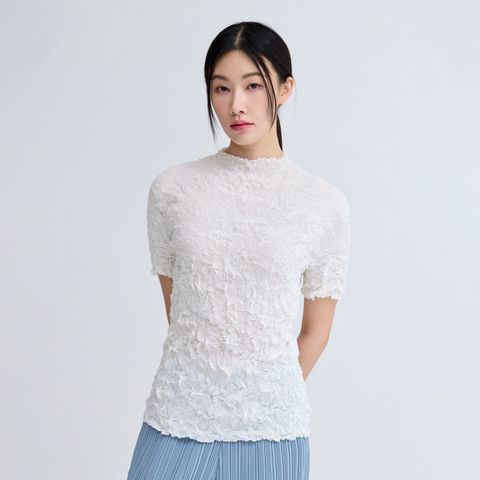 플리츠미 시스루 숏 슬리브 티셔츠_PPTSM125010