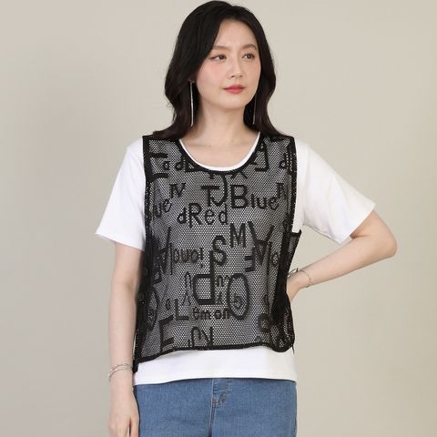 알파벳 시스루 조끼