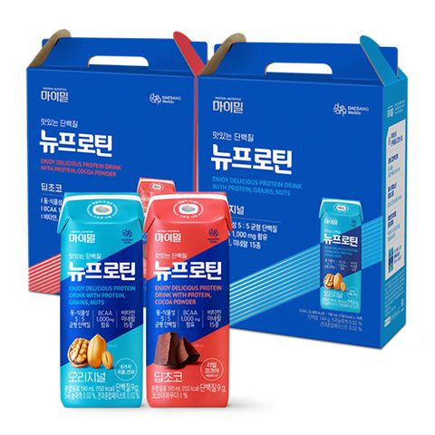 [대상웰라이프] 마이밀 마시는 뉴프로틴 딥초코 1박스+오리지널 1박스 (총 32팩)