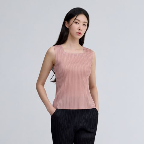 플리츠미 스퀘어넥 슬리브리스 티셔츠_PPTSM025025