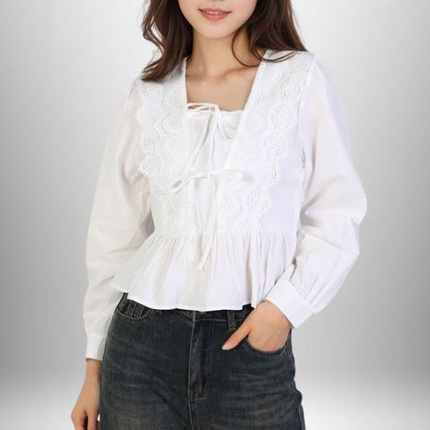 [르베리나] 레이스 스트랩 블라우스