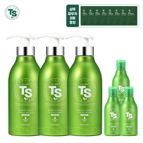TS올뉴플러스샴푸 500gx3개+TS올뉴플러스샴푸 100gx3개+TS저스트샴푸 6gx8개